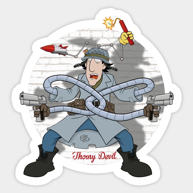 Go Go Gadget Guns Sticker by Thorny Devil Design